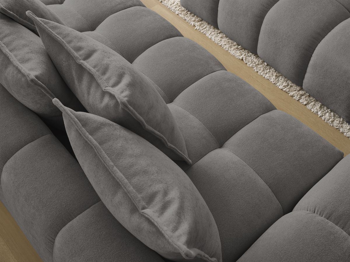 Bobochic Everest Schlafsofa 3-Sitzer mit Bettkasten und Pouf, 5 Kissen Strukturstoff Dunkelgrau