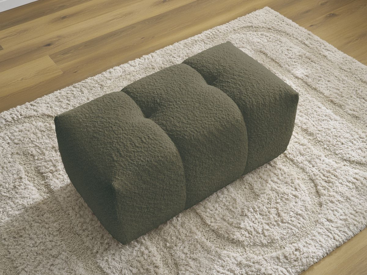 Bobochic Roxelane Pouf Bouclé-Stoff Grün