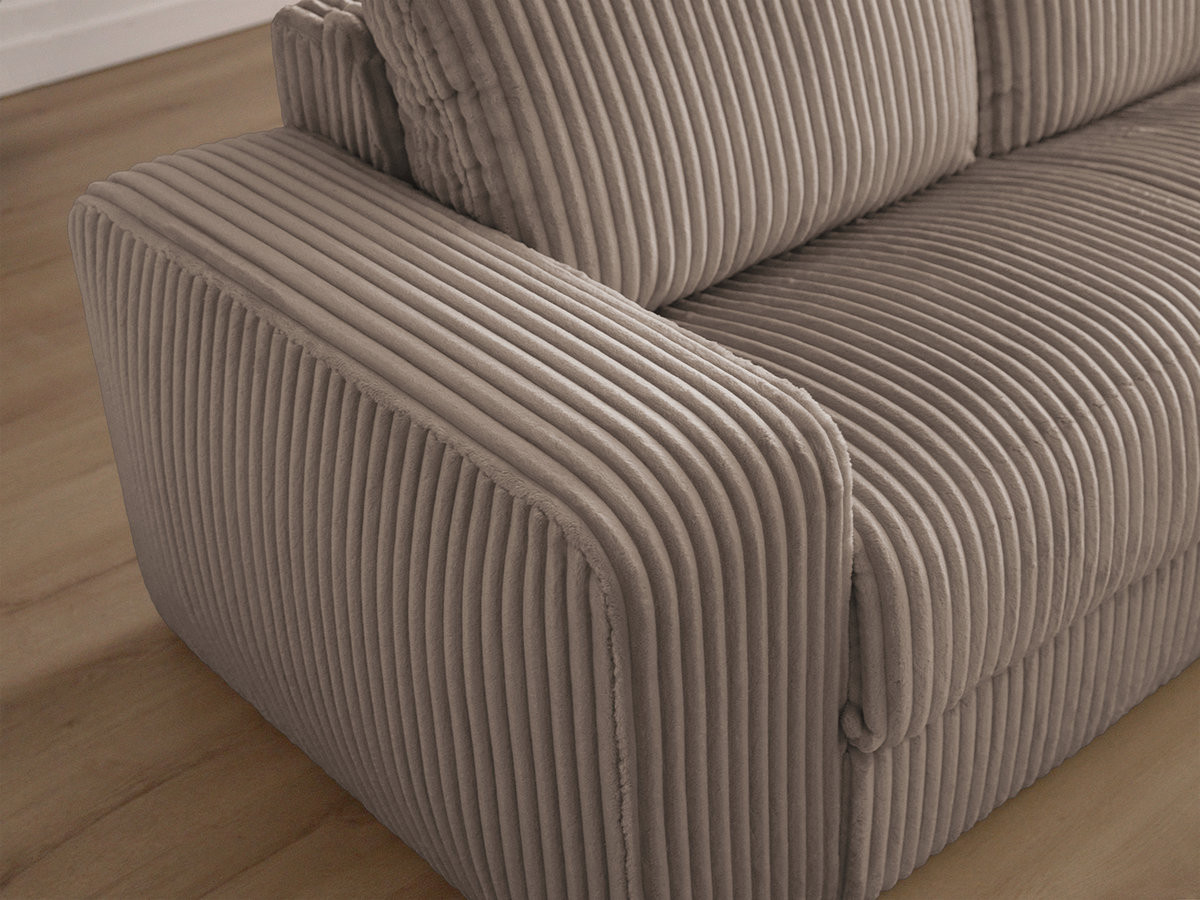 Bobochic Ibiza Schlafsofa 3-Sitzer Cordsamt Taupe, Liegefläche 140 × 196 cm