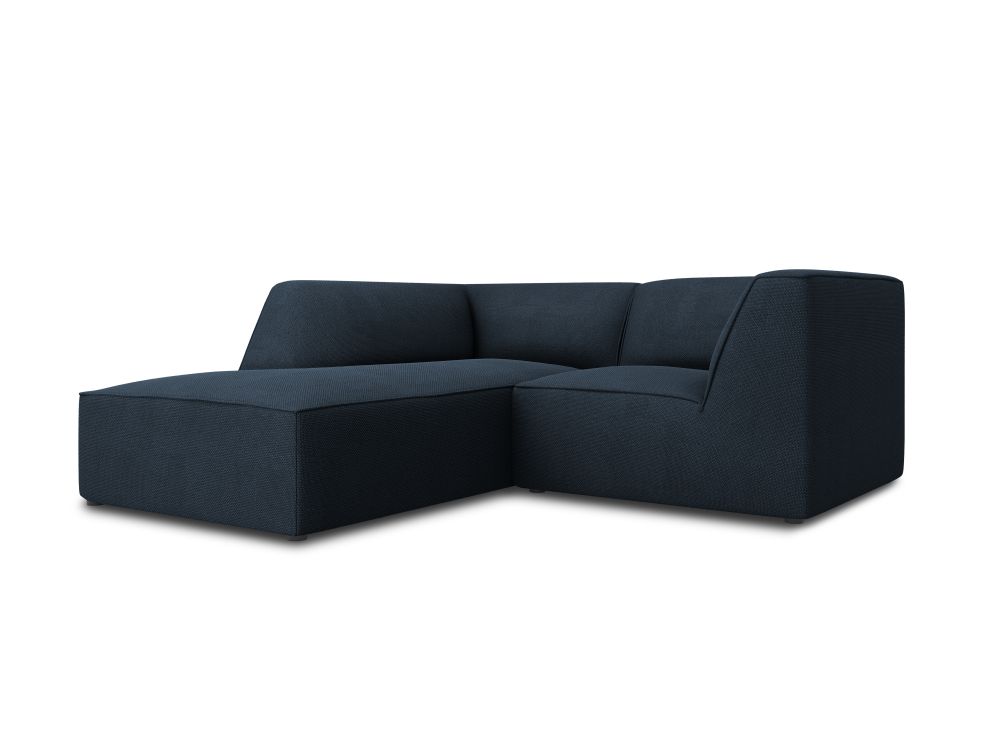 Cosmopolitan Design Ecksofa Siena 3-Sitzer Strukturierter Stoff Ottawa Marineblau Links