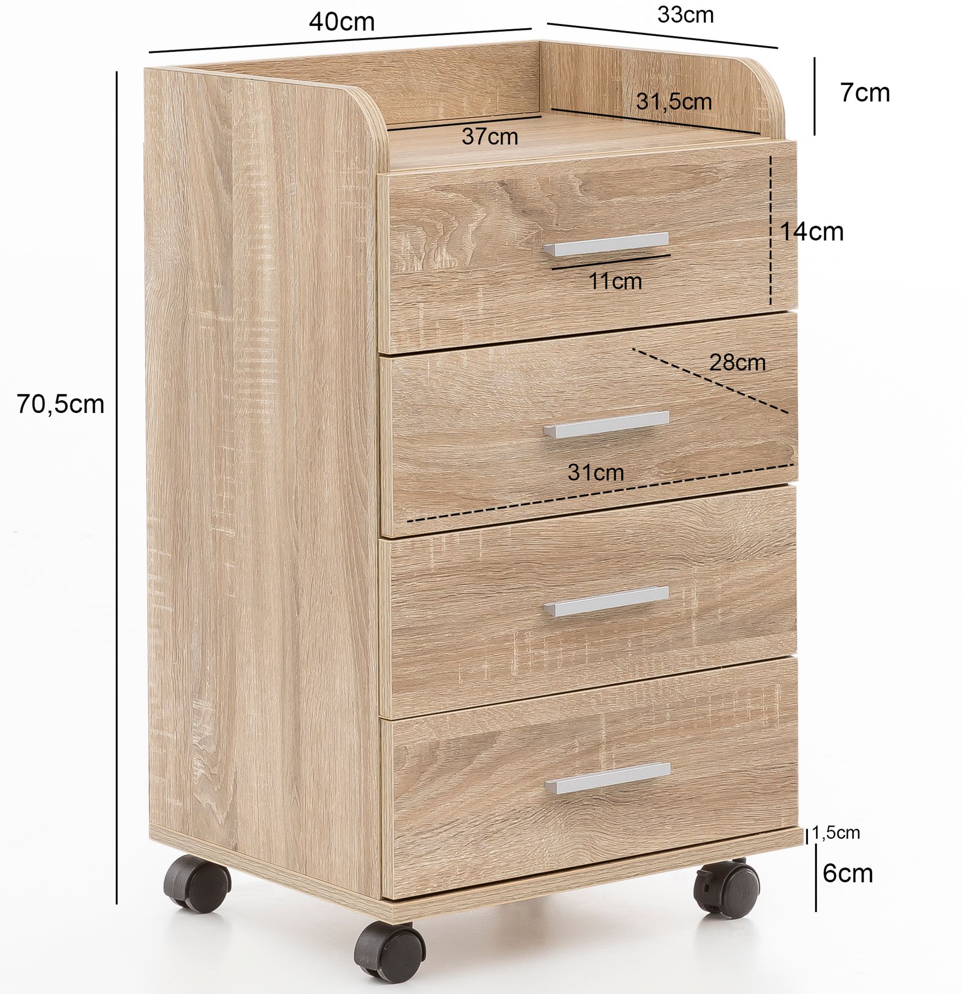 Rollcontainer Fjaler Braun 40 × 33 × 70,5 cm