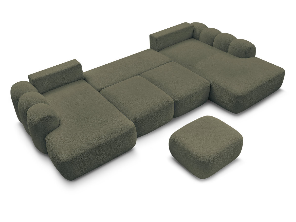 Bobochic Montaigne Wohnlandschaft mit Pouf Bouclé-Stoff Grün Ecke links