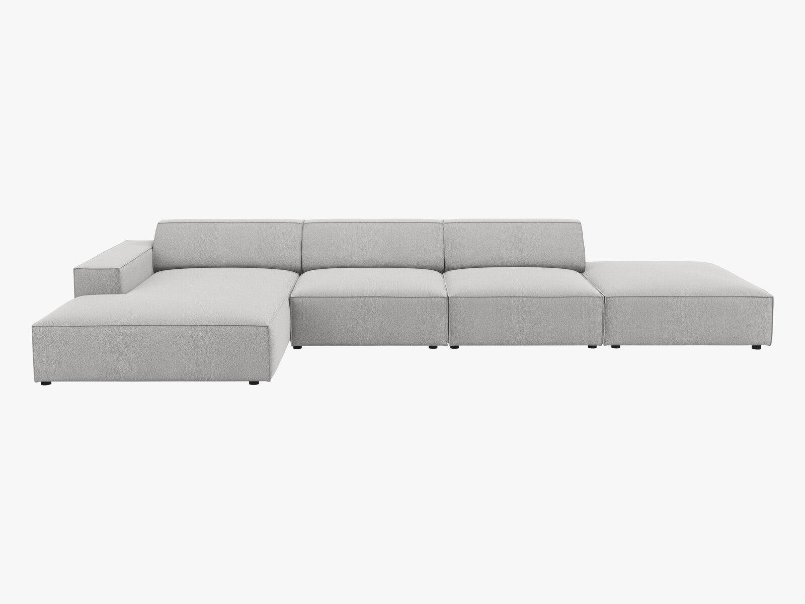 Micadoni Ecksofa Jodie 5-Sitzer Links Strukturierter Stoff Megan Hellgrau