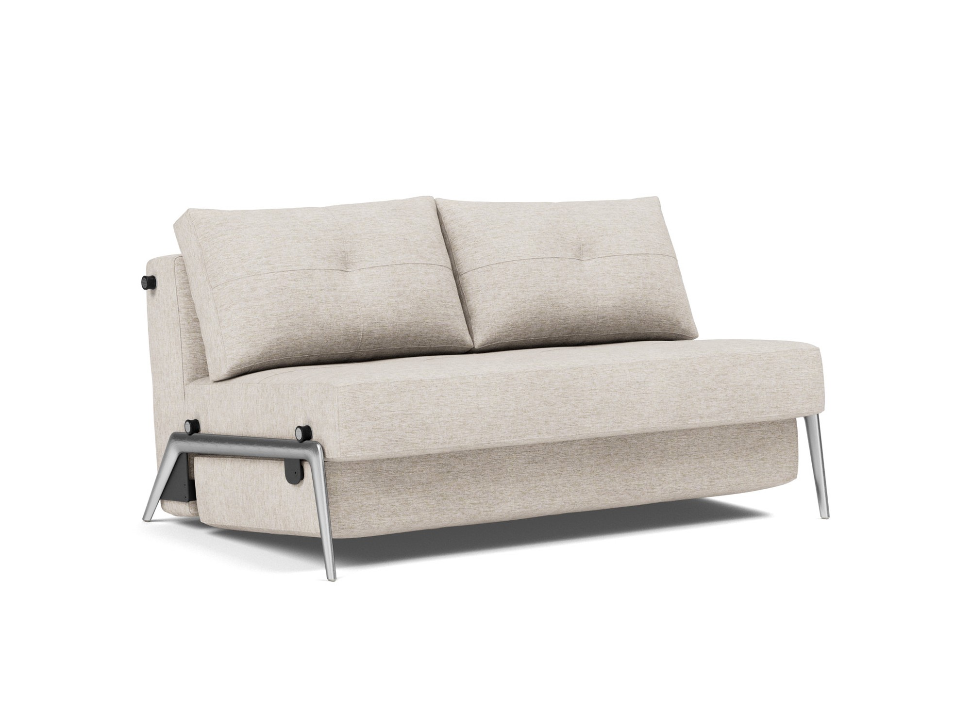 Schlafsofa Cubed 140 Chenille Yuveno 470-Natural Beine Aluminium
