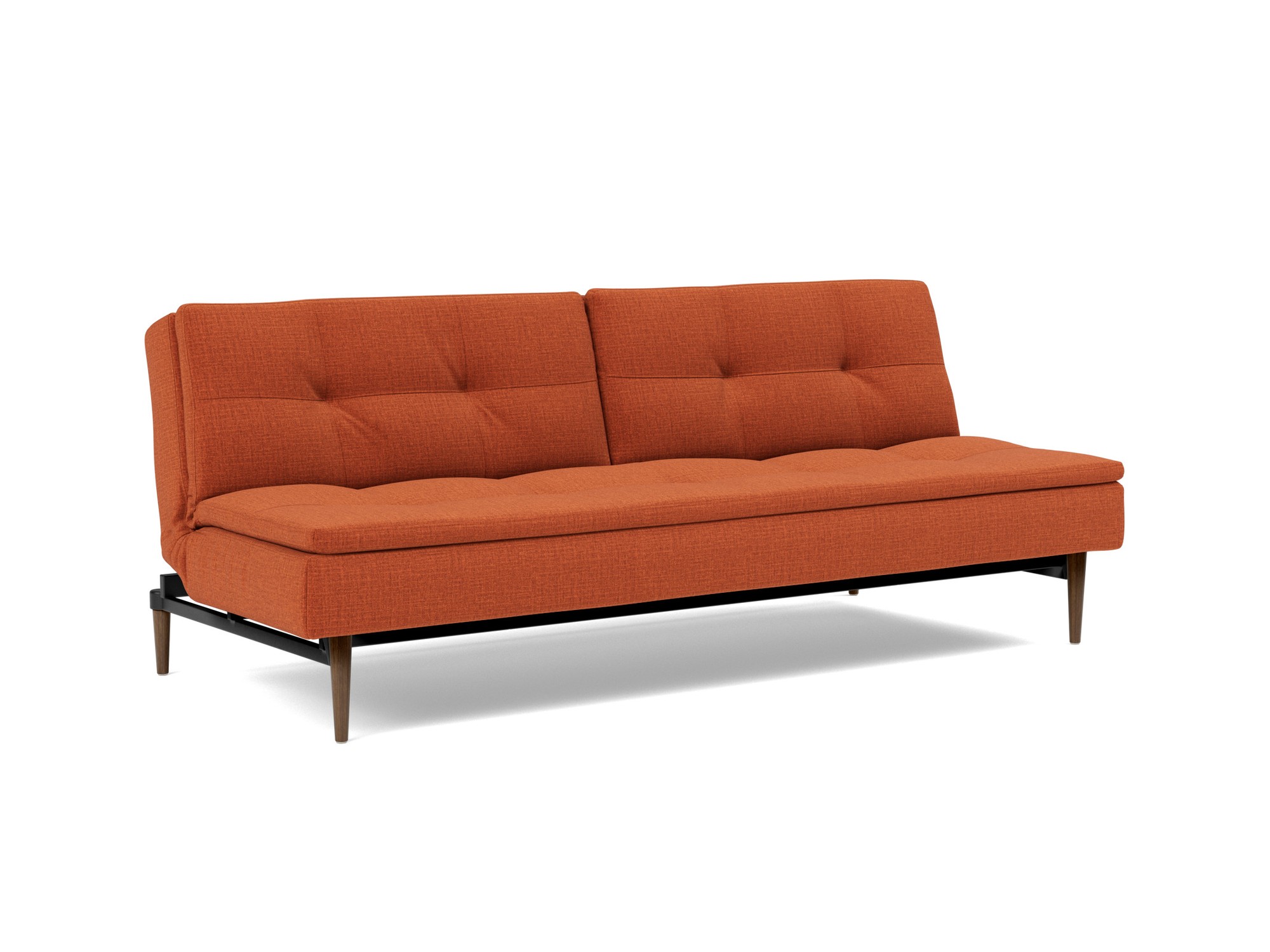 Schlafsofa Dublexo Chenille Esina 412-Rust-Orange Beine Styletto Eiche dunkel
