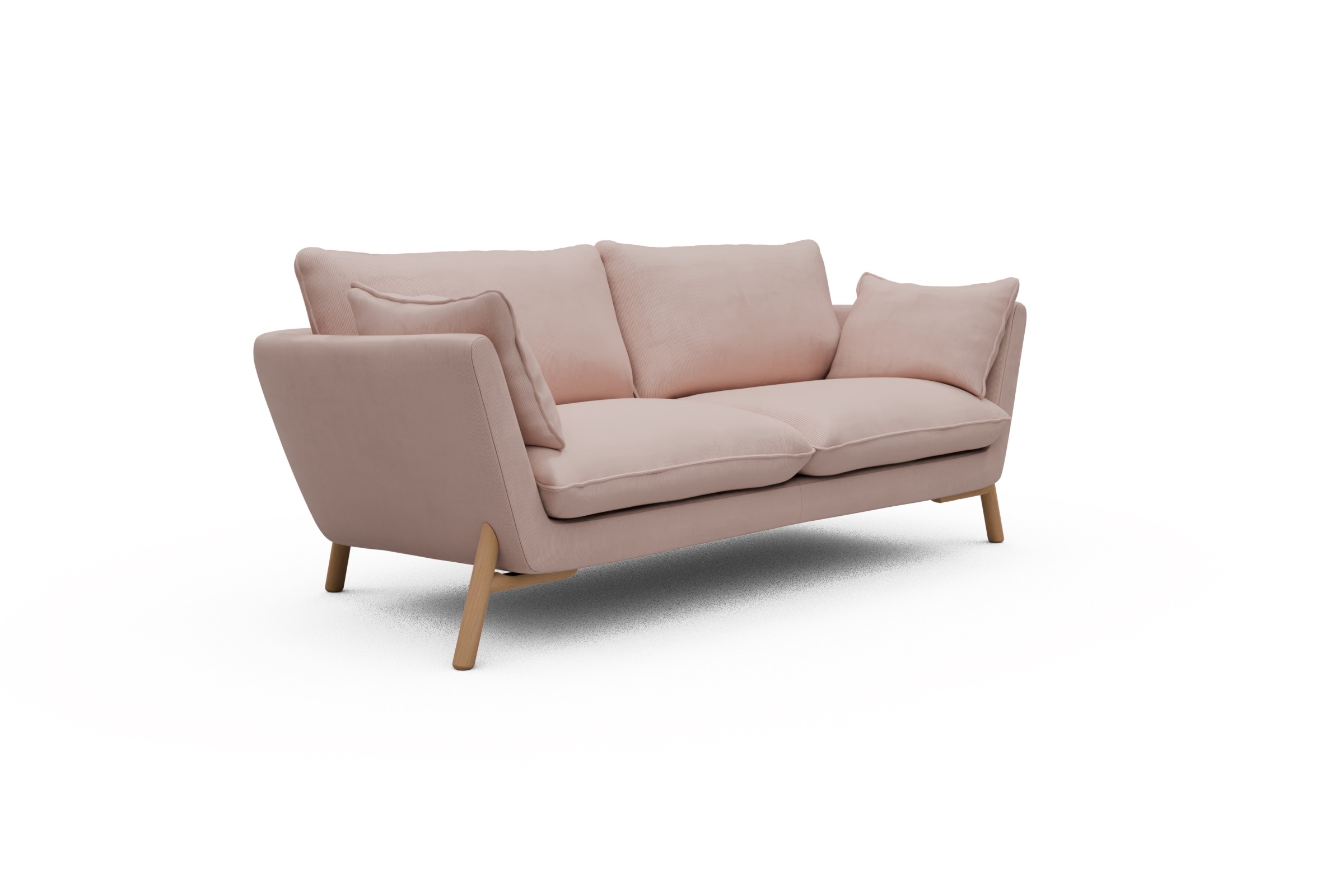Sofa Emil 2-Sitzer Beinfarbe Eiche Natur Cordufine-Blush