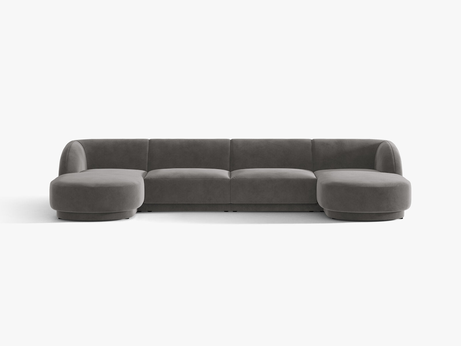 Micadoni Panorama-Sofa Miley 5-Sitzer Samt Venus Grau