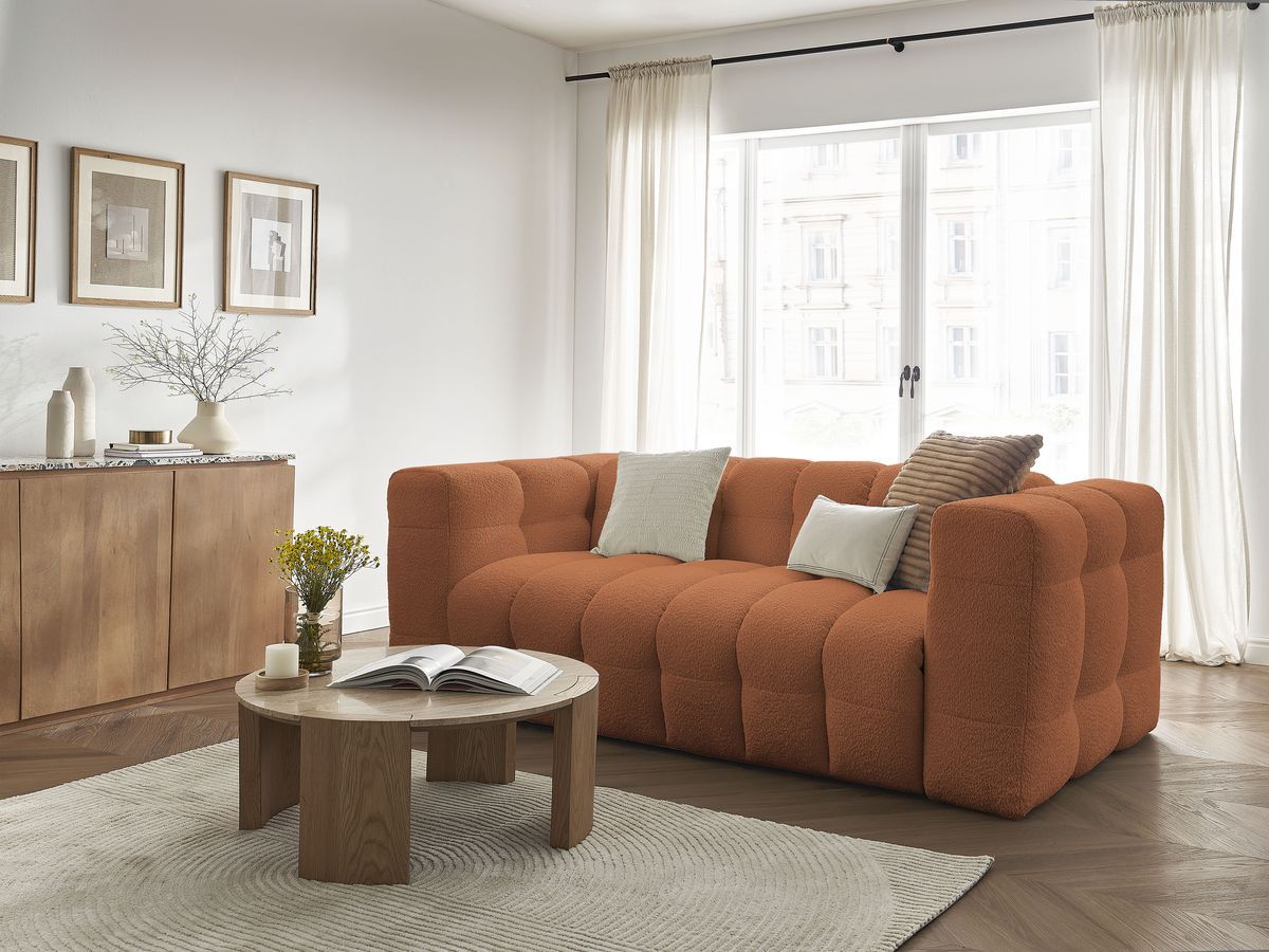 Bobochic Cloud Schlafsofa 3-Sitzer Bouclé-Stoff Orange