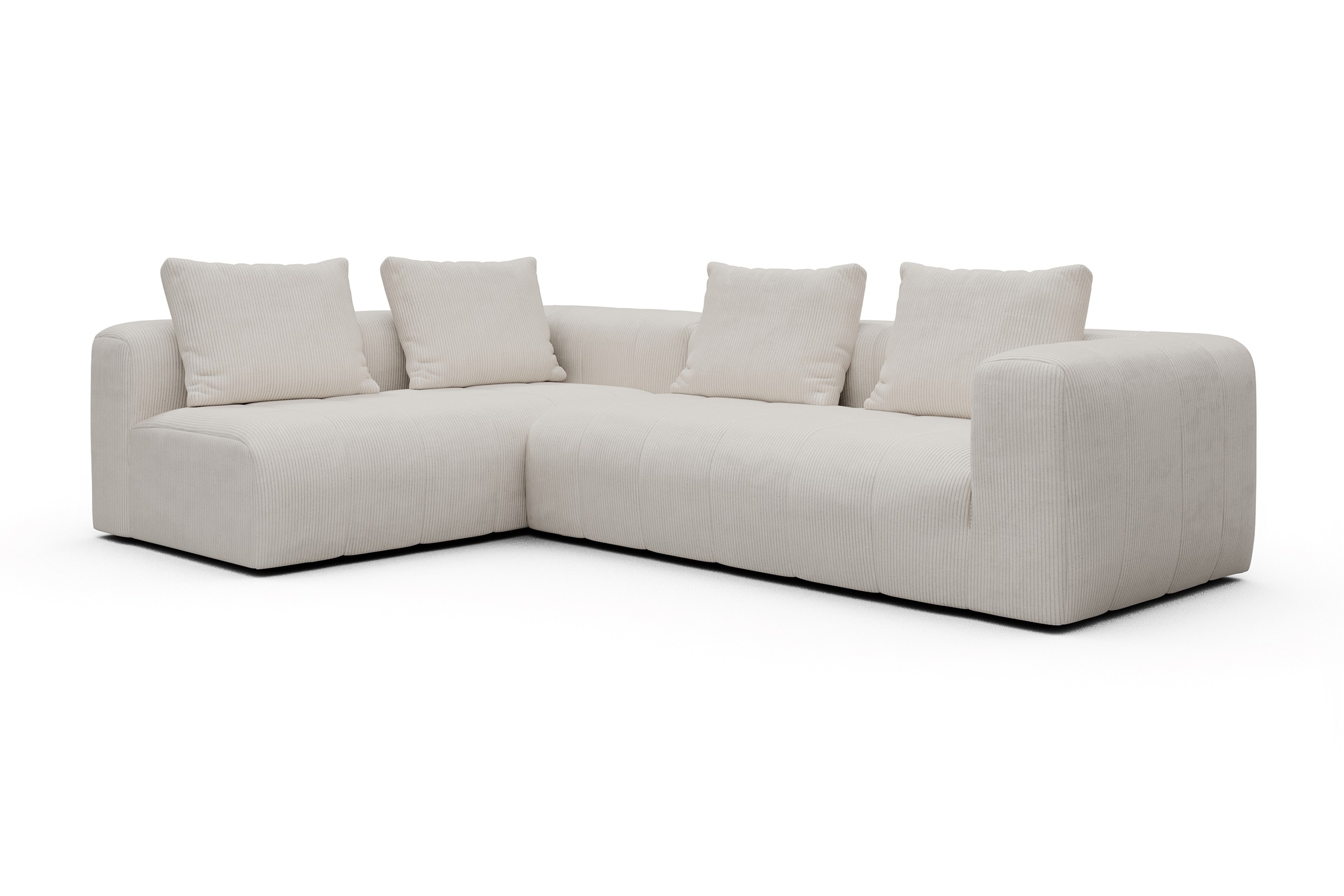 Ecksofa Hugo 2x 2,5-Sitzer Armlehne rechts Corduroy-Ivory