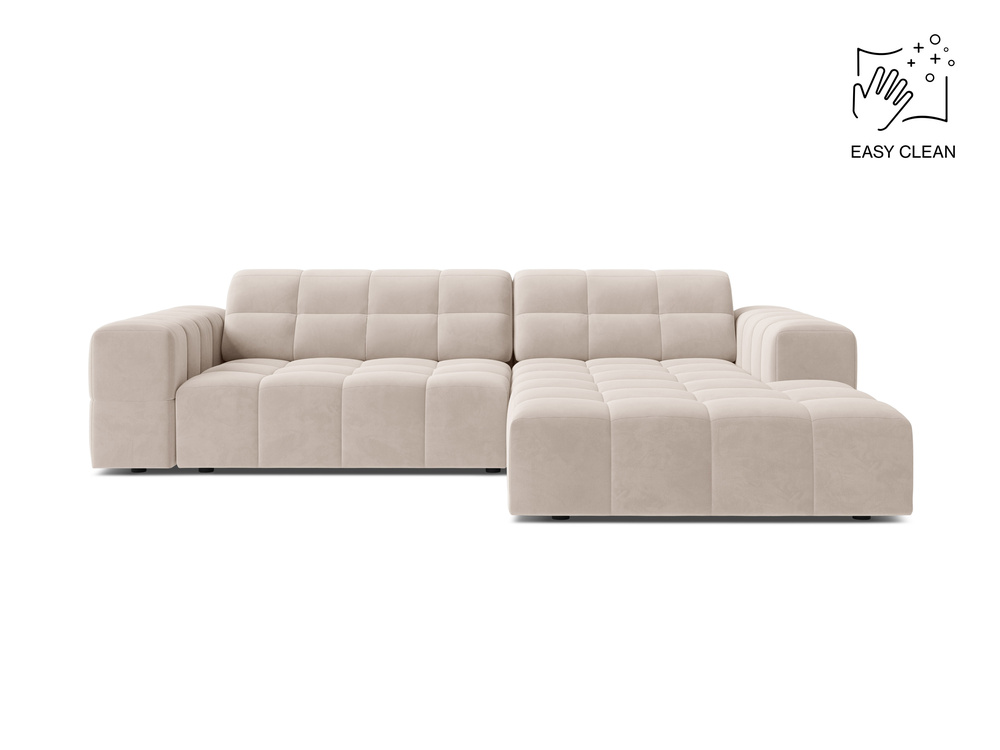 Cosmopolitan Design Ecksofa Chicago 3-Sitzer Samt Venus Helles Beige Rechts