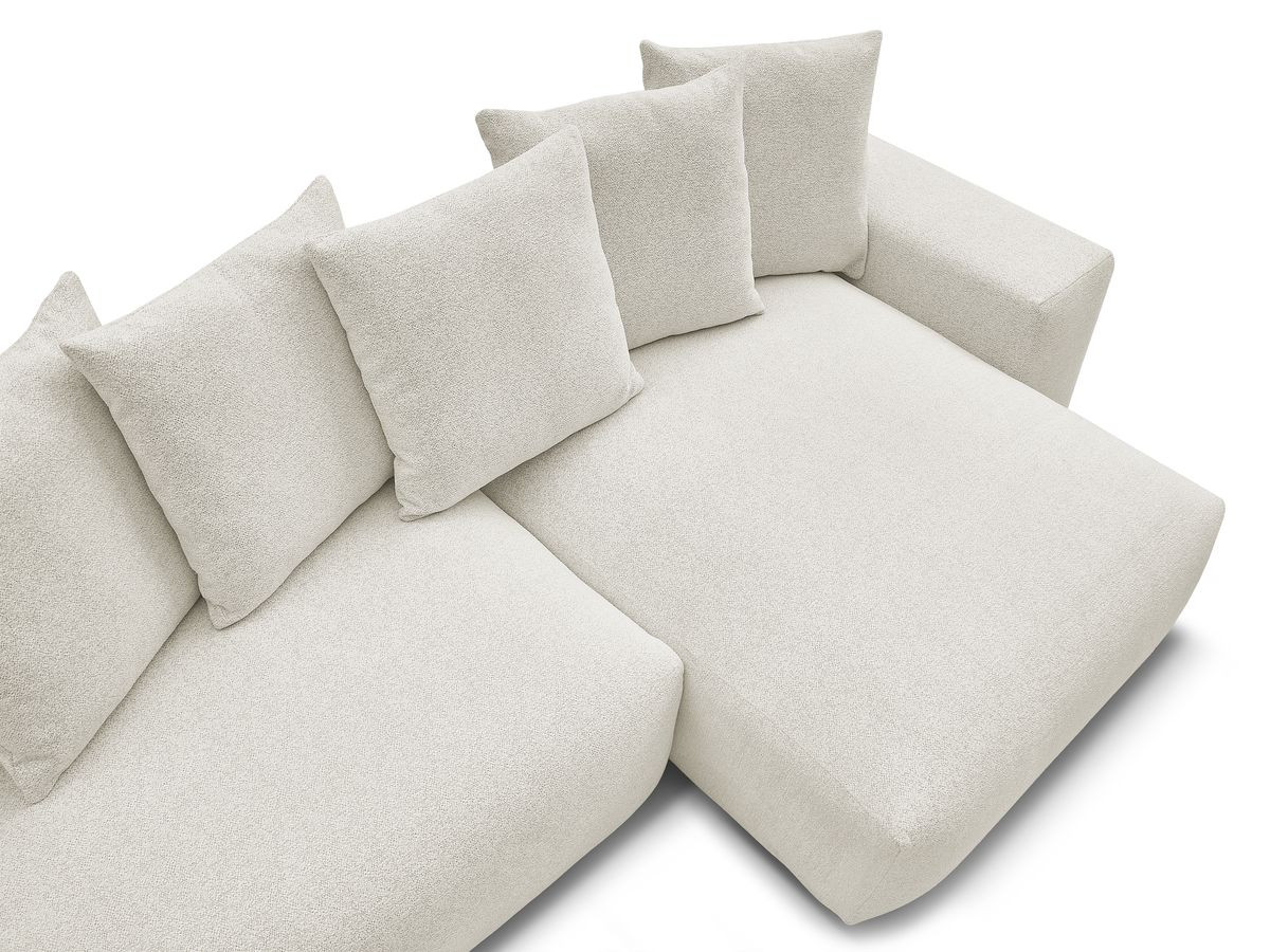 Bobochic Voltaire Ecksofa mit Schlaffunktion und Bettkasten Melange-Stoff Weiß