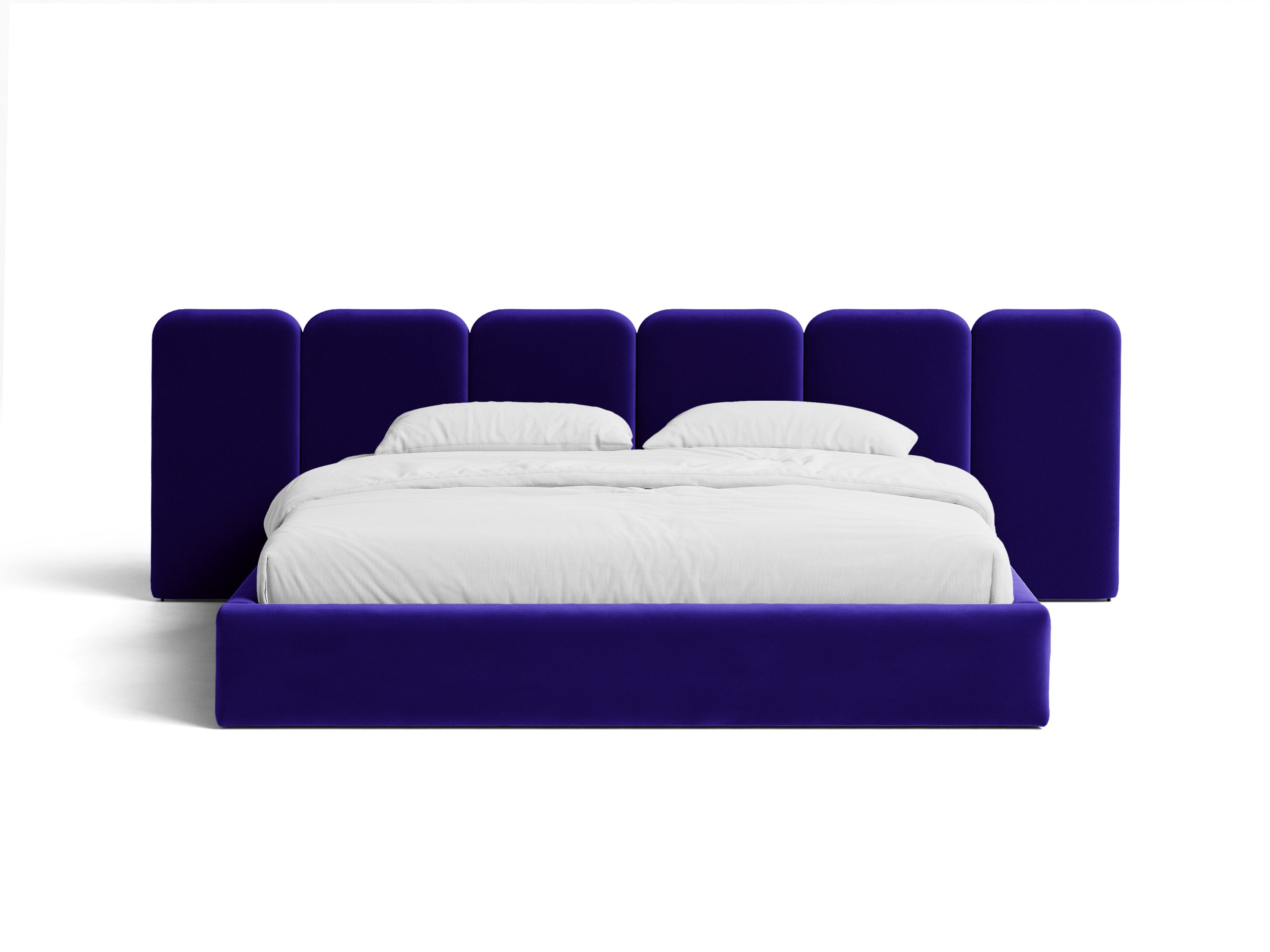 Micadoni Stauraumbett mit breitem Kopfteil Saga Samt Magic Velvet Kobalt 160x200