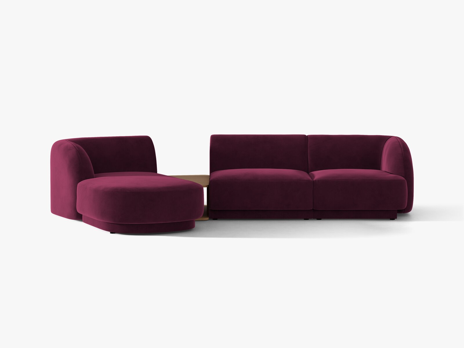 Micadoni Modulares Sofa Miley mit Recamiere 3-Sitzer Links Samt Venus Burgunder