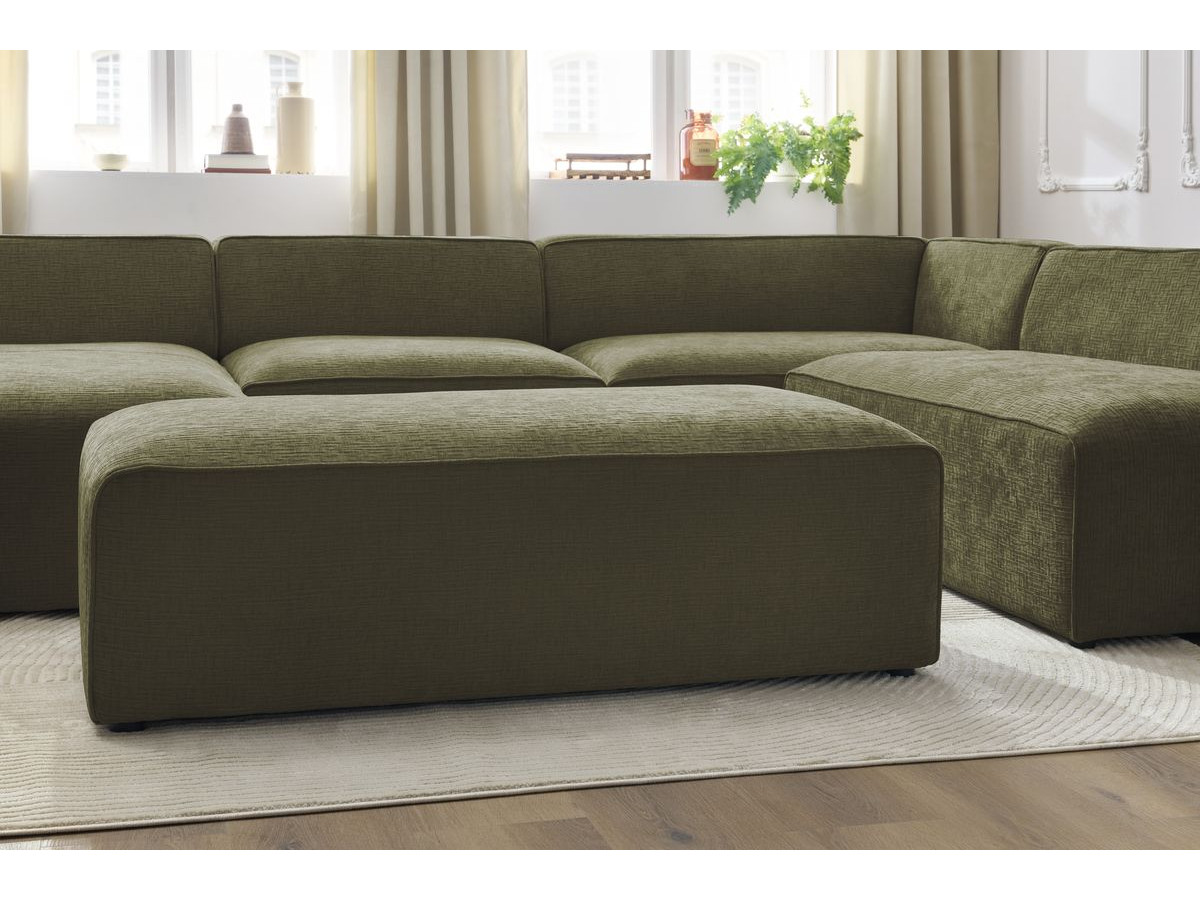 Bobochic Megeve Wohnlandschaft mit Pouf Strukturstoff Grün Ecke links