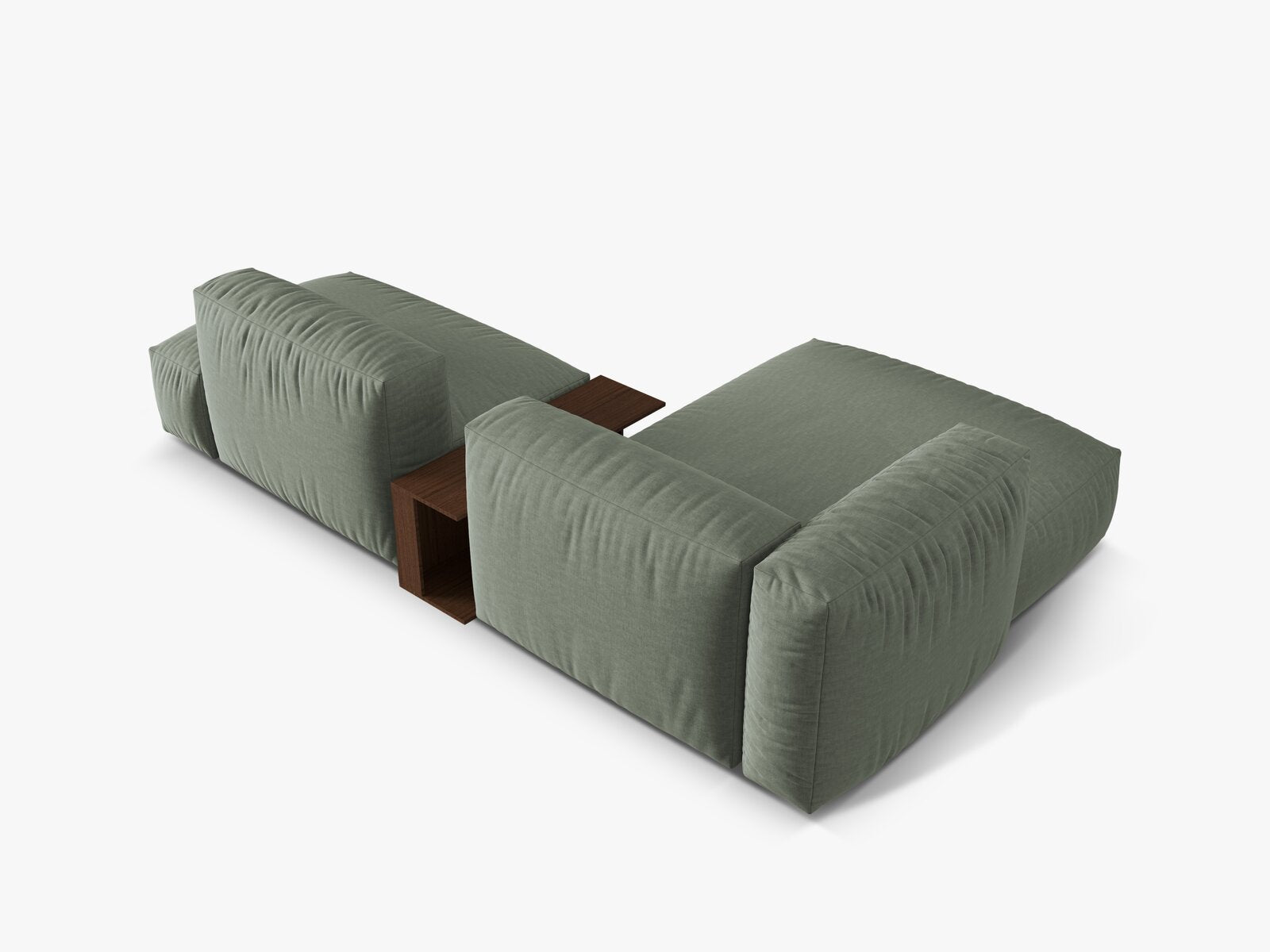 Micadoni Ecksofa Martina 2-Sitzer mit Couchtisch Links Strukturierter Stoff Moßgrün