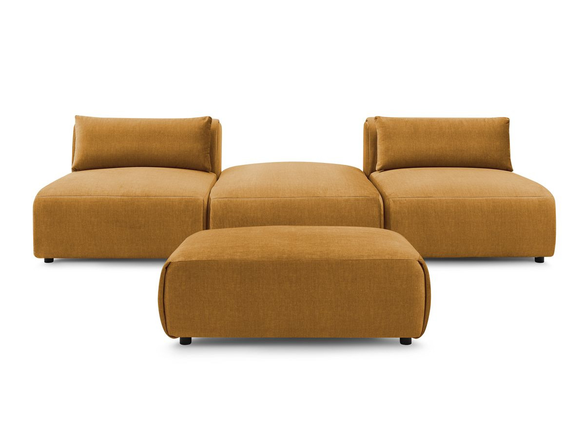 Bobochic Jeanne Sofa 4-Sitzer mit Pouf Samt Gelb
