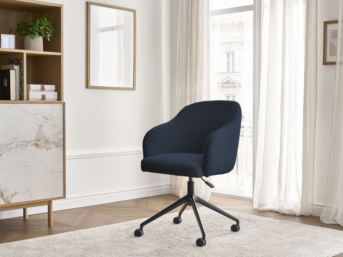 Bobochic Sophie Bürostuhl Bouclé-Stoff Dunkelblau