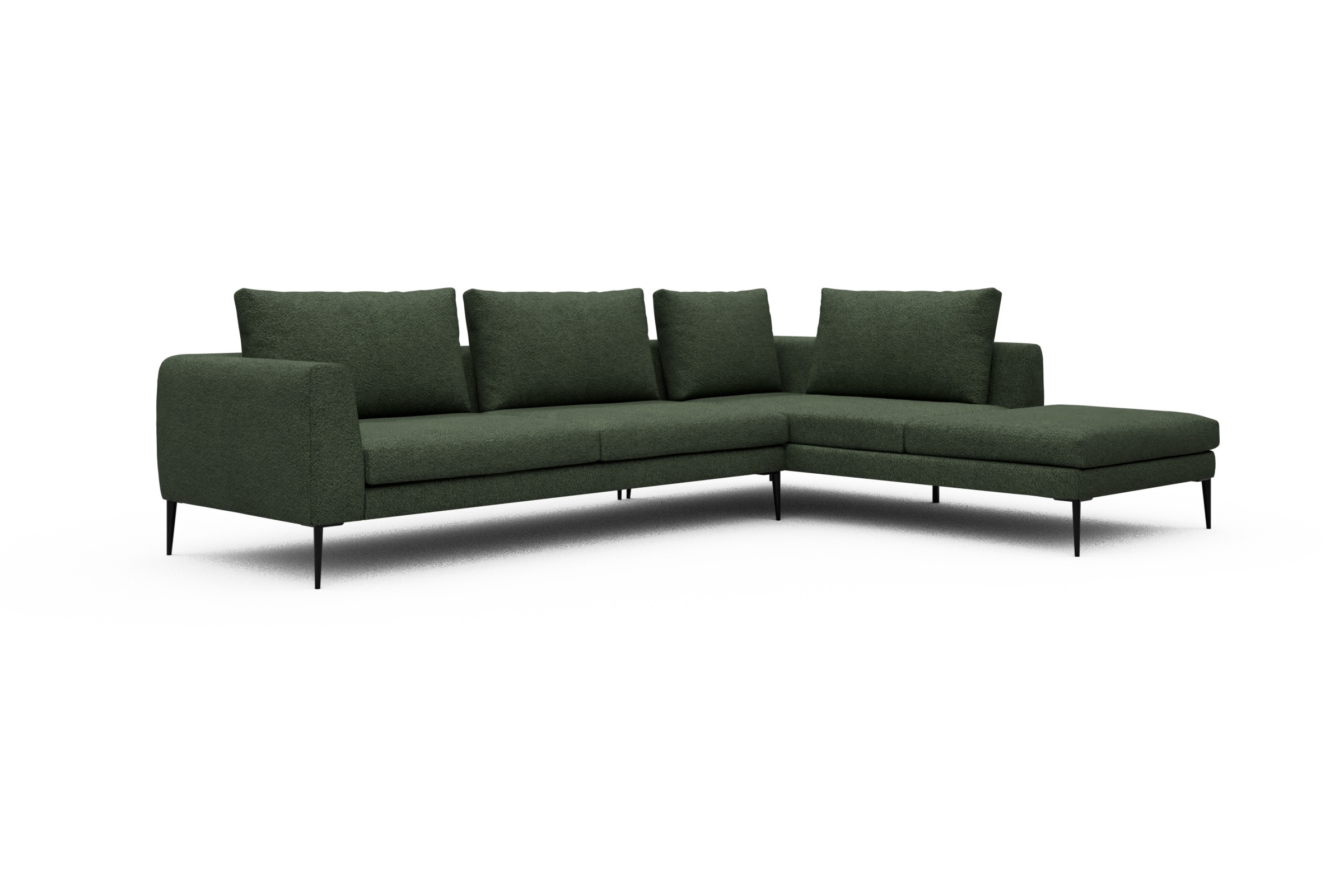 Ecksofa Paul Relax-Ecke links mit 3-Sitzer Vanora-Deep-Green