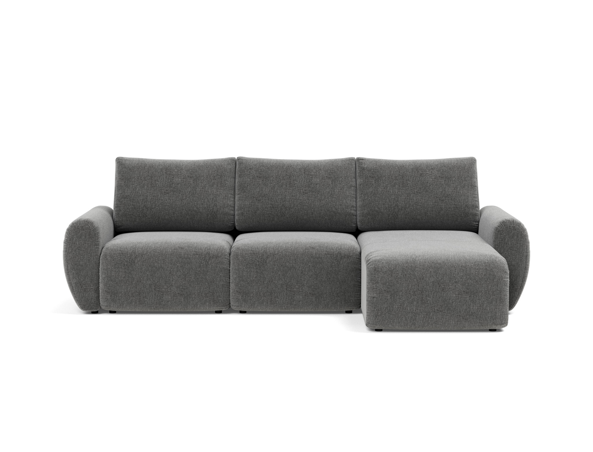 Schlafsofa Norum mit Chaiselongue und Curve-Armlehnen Strukturierter Stoff Twist 563-Charcoal
