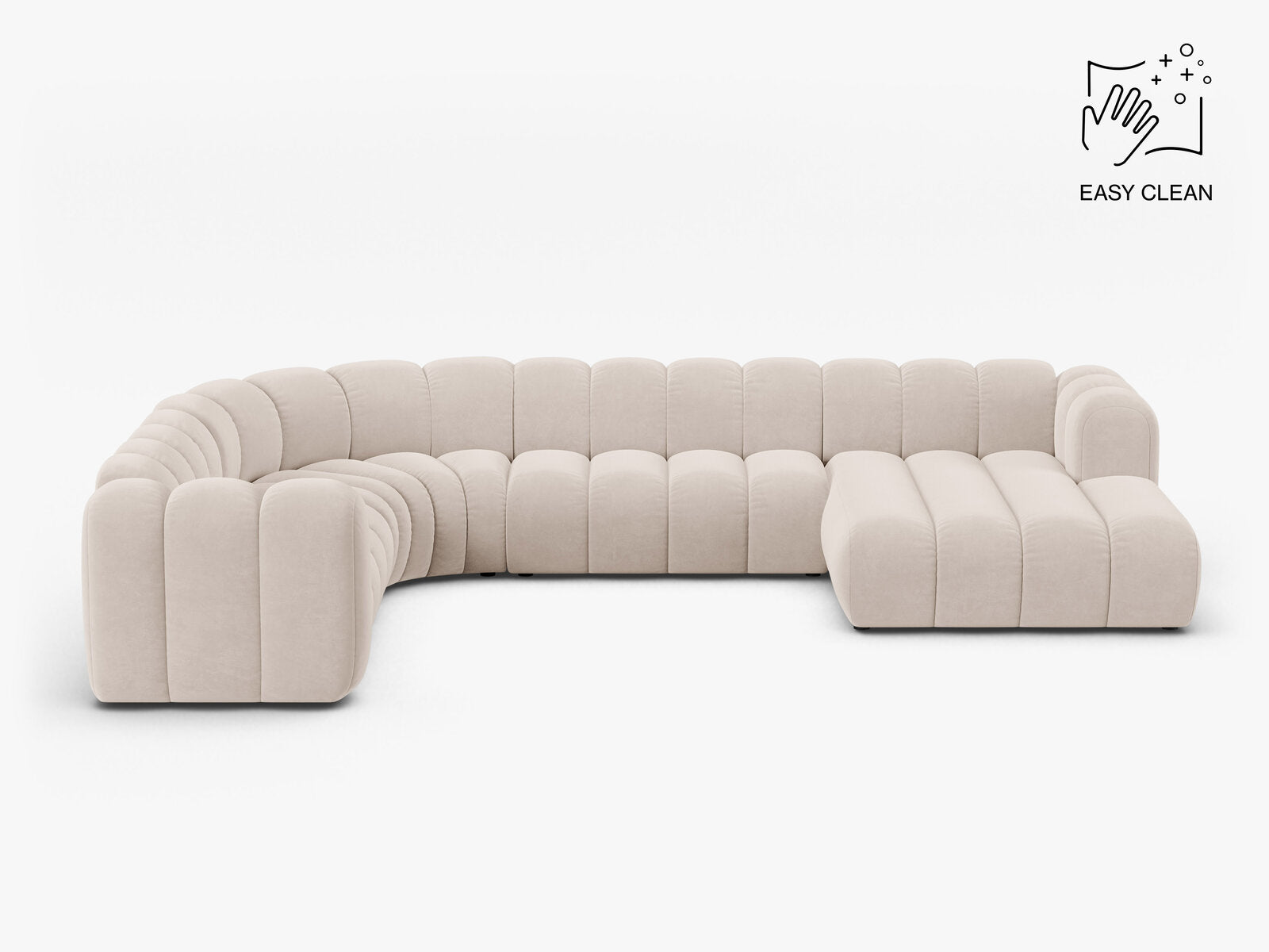 Micadoni Modulares Panorama Ecksofa Lupine 6-Sitzer Samt Venus Helles Beige Links