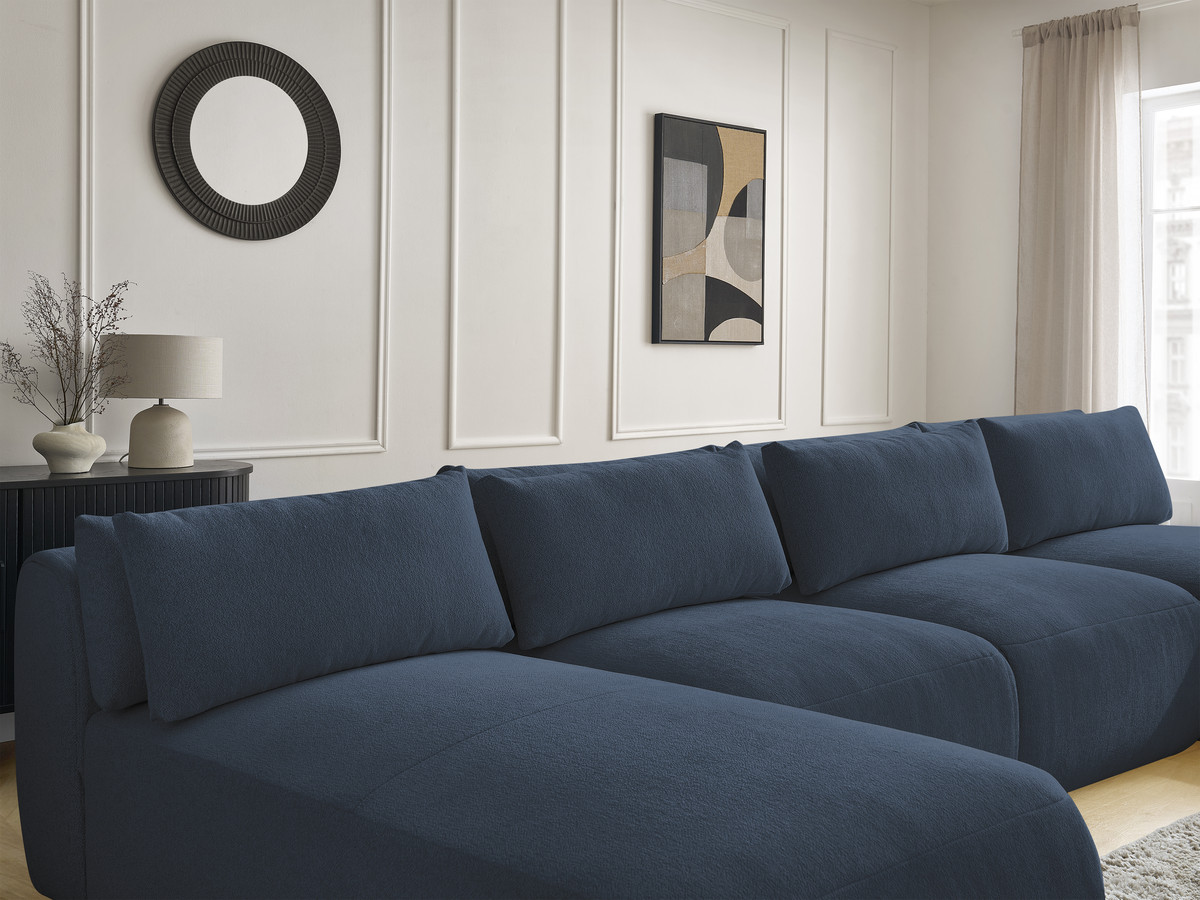 Bobochic Jana Wohnlandschaft mit kleinem Pouf Melange-Stoff Blau