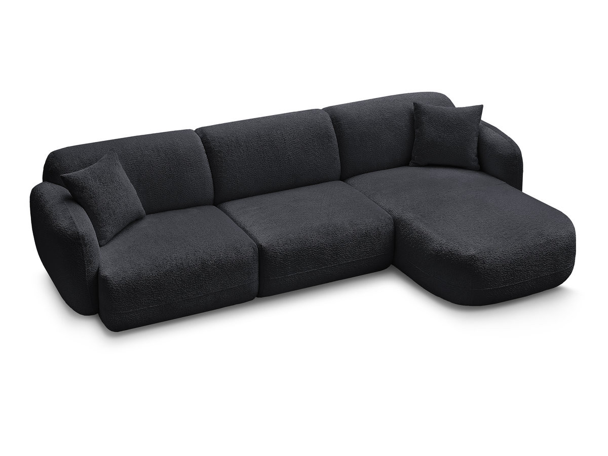 Bobochic Anda Ecksofa 292 × 163 cm Chenille Schwarz Ecke rechts
