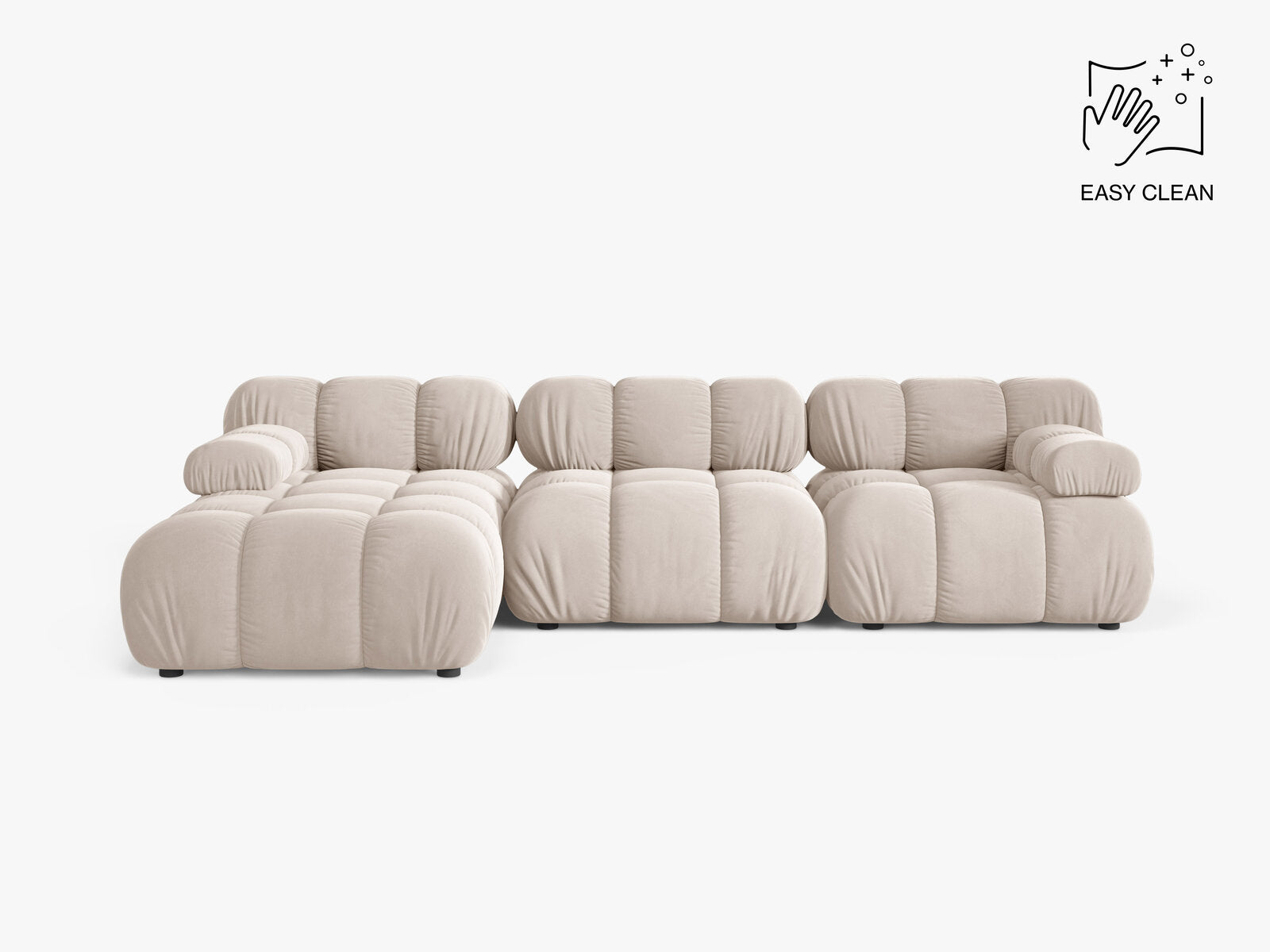 Micadoni Modulares Ecksofa Bellis 4-Sitzer Links Samt Venus Helles Beige