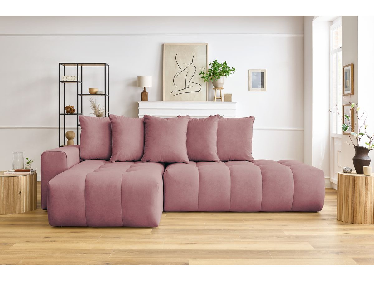 Bobochic Mont-blanc Ecksofa Samt Rosa Ecke links