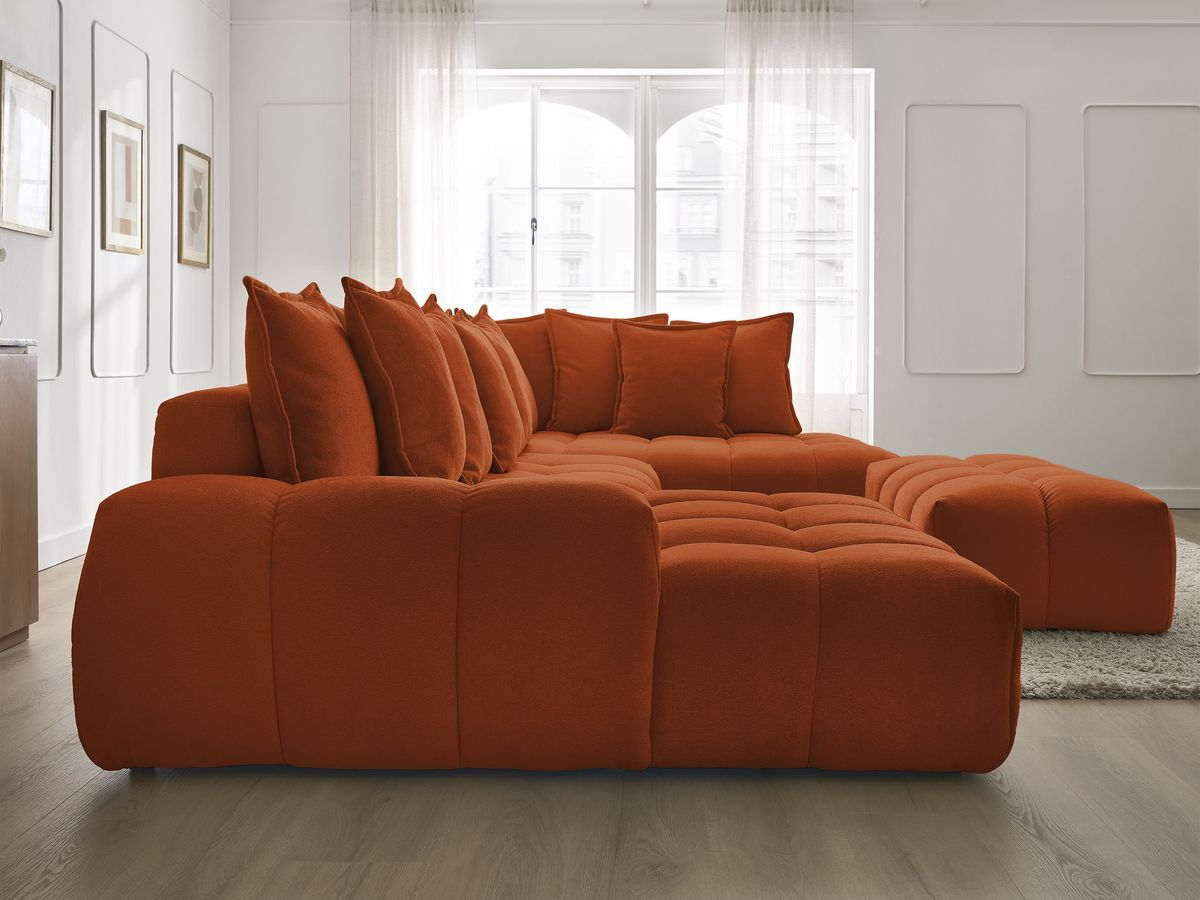 Bobochic Everest Wohnlandschaft mit Pouf, 14 Kissen Strukturstoff Orange Ecke links