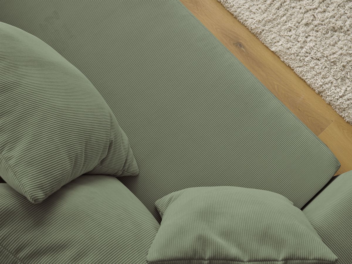Bobochic Sidonie Schlafsofa 3-Sitzer mit Bettkasten Cordsamt Grün