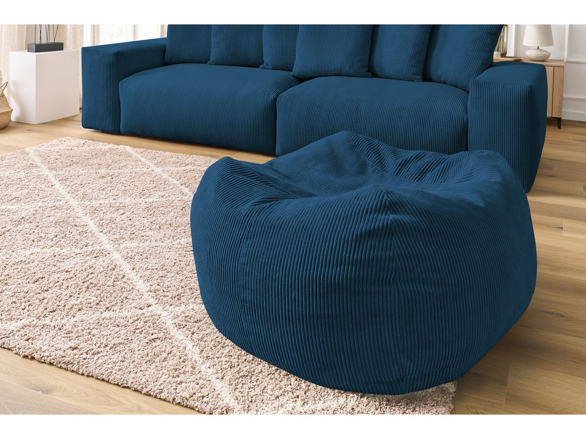 Bobochic Voltaire Sofa 5-Sitzer mit Pouf Cordsamt Dunkelblau