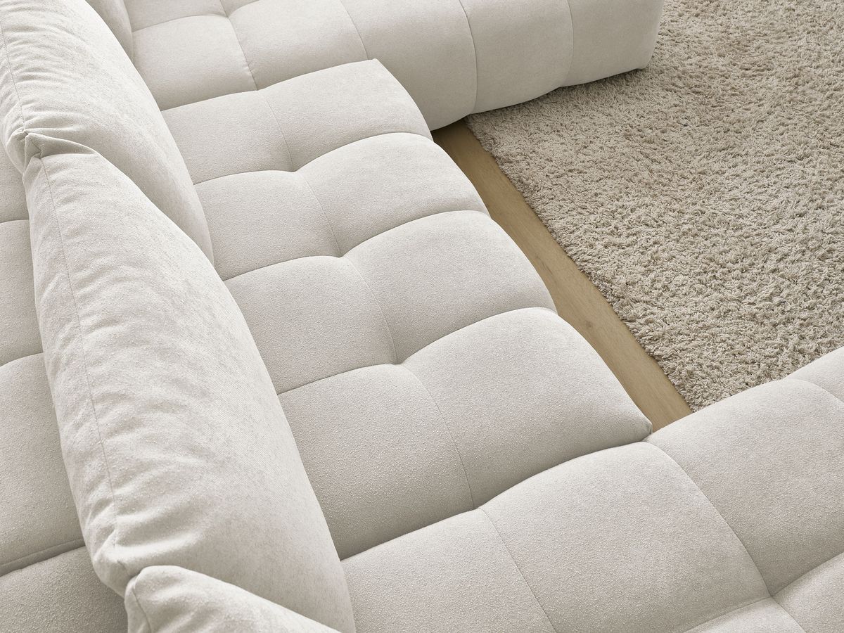 Bobochic Everest Wohnlandschaft, 6 Kissen Strukturstoff Weiß Ecke links