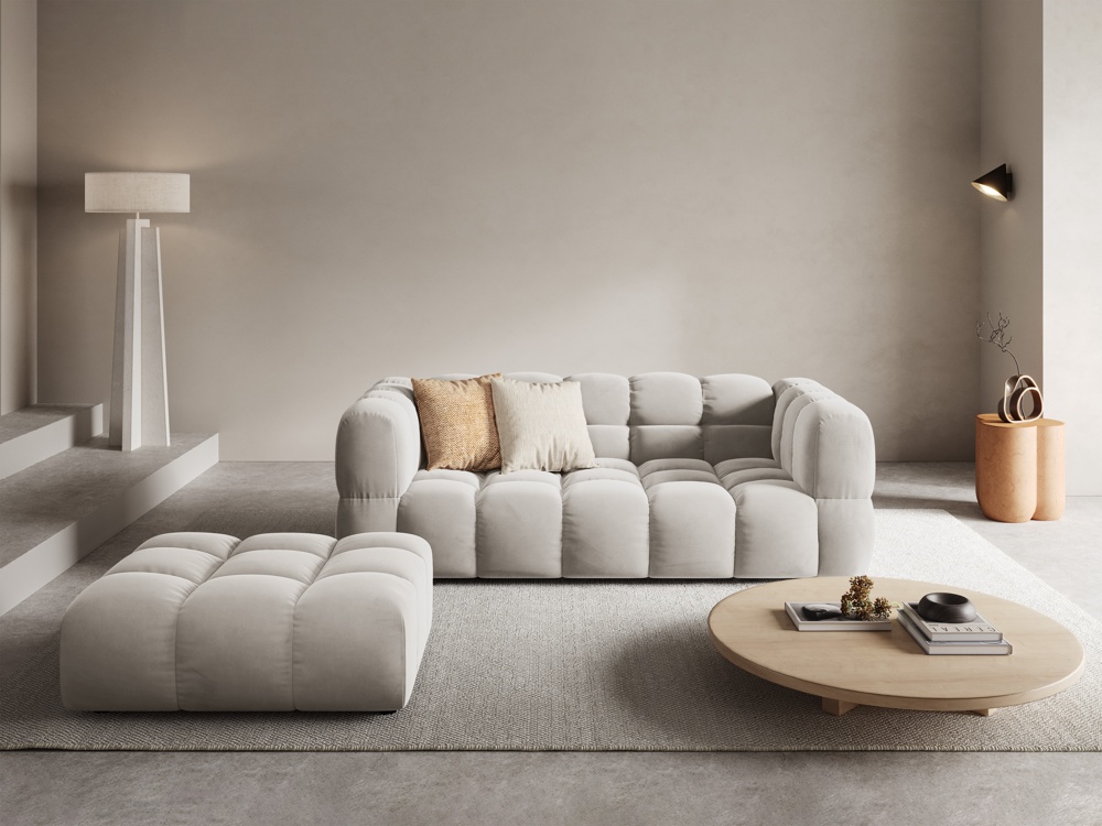 Cosmopolitan Design Pouf Sky Samt Casino Helles Beige
