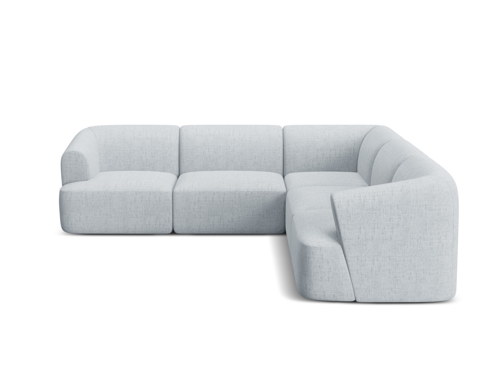 Cosmopolitan Design Symmetrisches Ecksofa Campi 6-Sitzer Strukturierter Stoff Moly Hellgrau