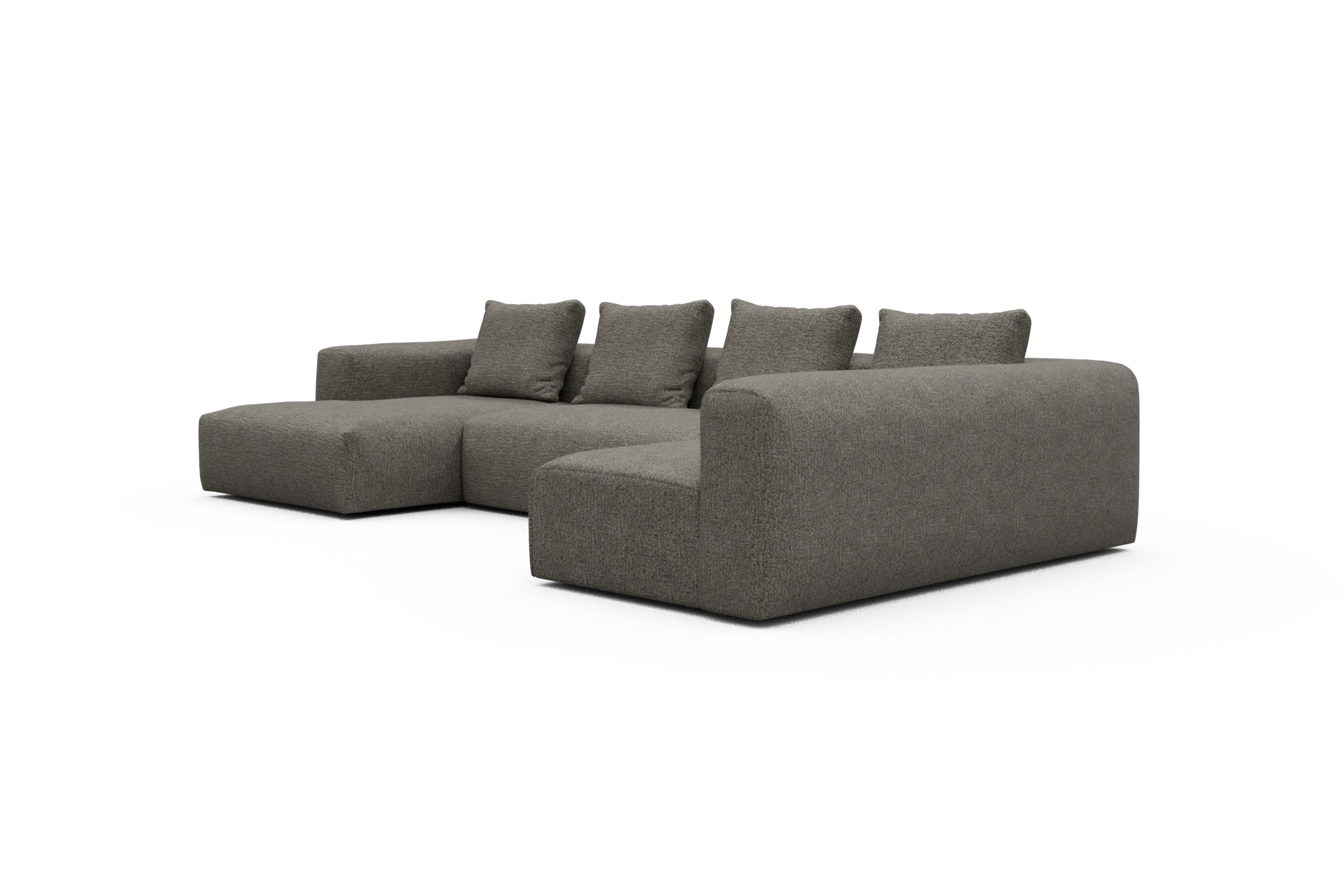 Wohnlandschaft Fred Chaiselongue links mit 2-Sitzer und lange Armlehne rechts Carreno-Sepie-Brown