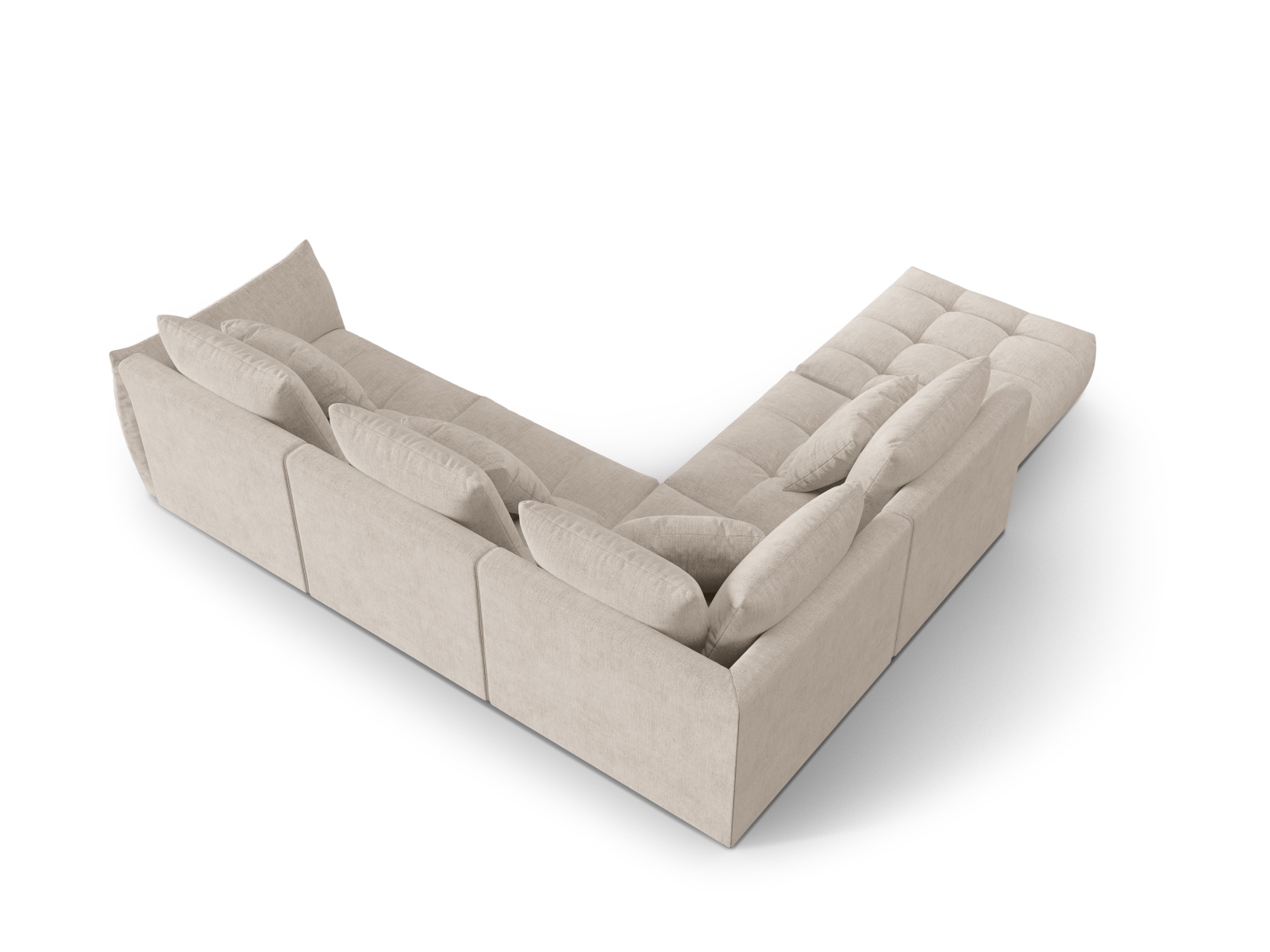 Micadoni Ecksofa Bloom 5-Sitzer Links Strukturierter Stoff Dunkelbeige