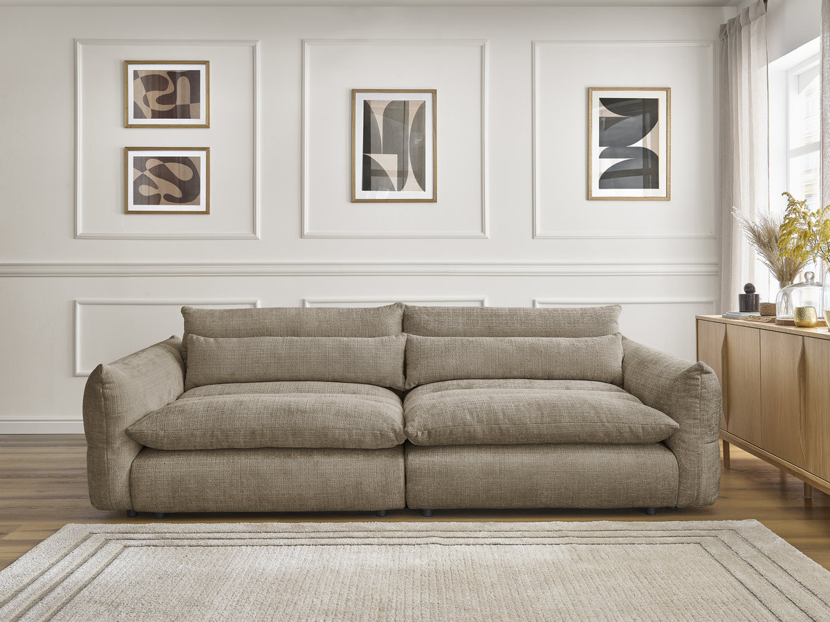 Bobochic Neil Sofa 3-Sitzer Strukturstoff Taupe