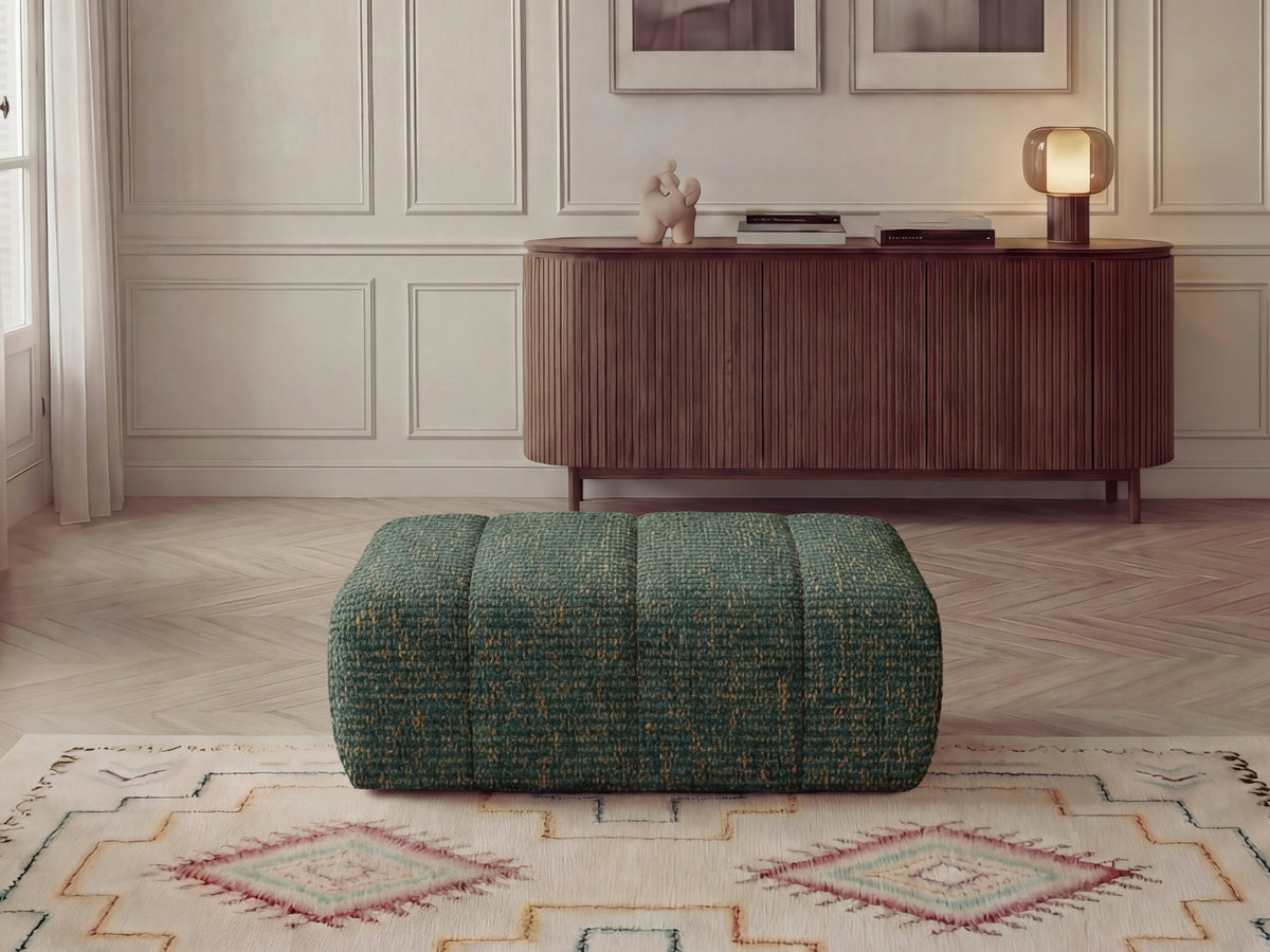 Bobochic Nesty Pouf Melange-Stoff Dunkelgrün