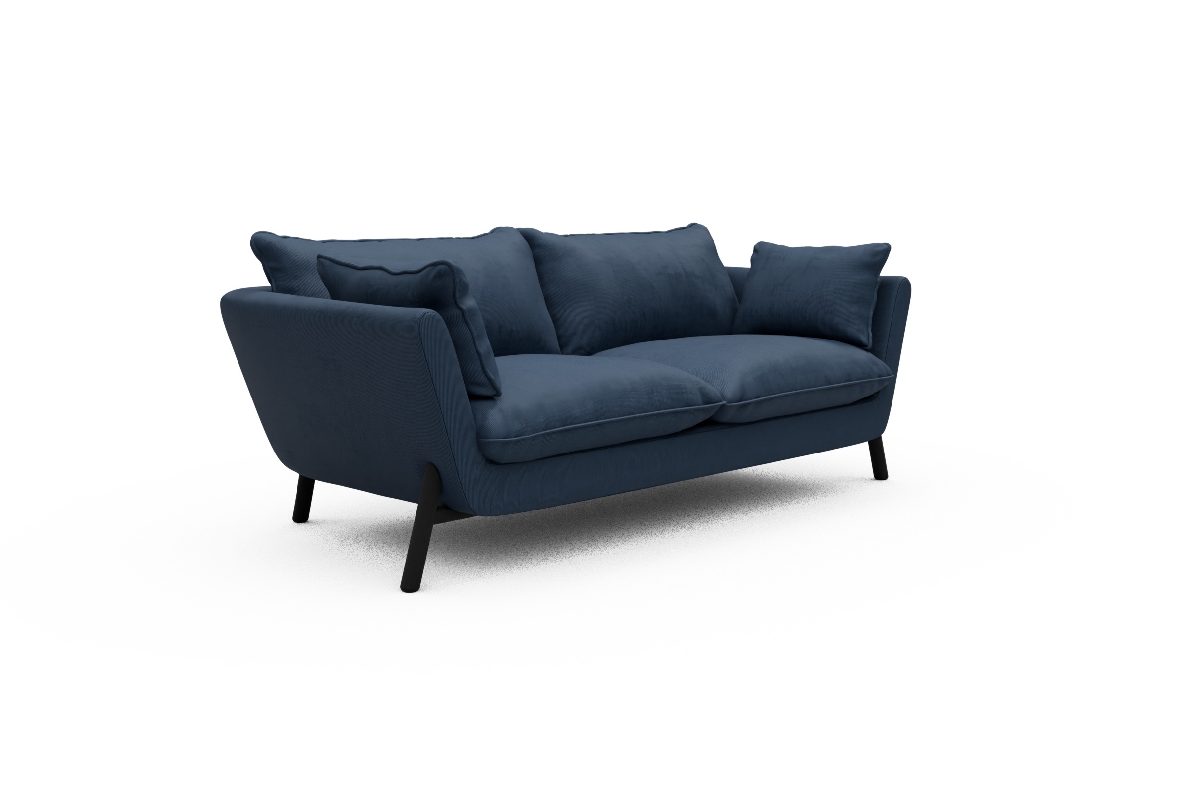 Sofa Emil PREMIUM 2-Sitzer Beinfarbe Eiche Schwarz Cordufine-Royal-Blue