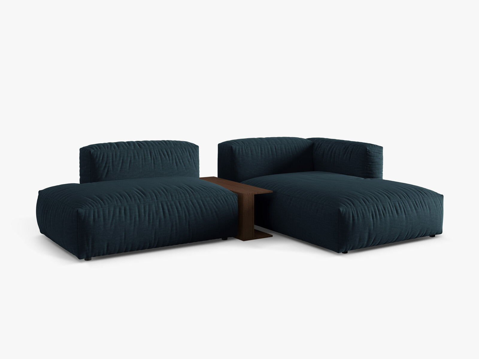 Micadoni Ecksofa Martina 2-Sitzer mit Couchtisch Rechts Strukturierter Stoff Jeansblau