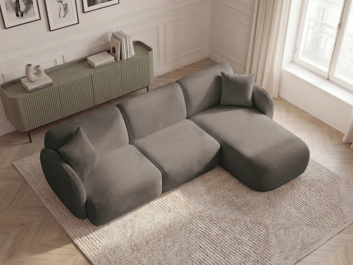 Bobochic Anda Ecksofa 292 × 163 cm Chenille Taupe Ecke rechts