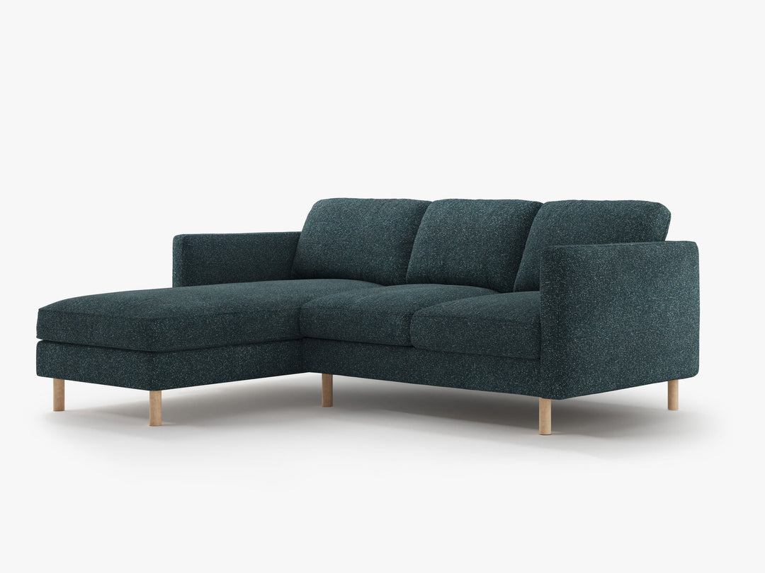 Micadoni Ecksofa Eden 3-Sitzer Links Strukturierter Stoff Grün Blau Melange