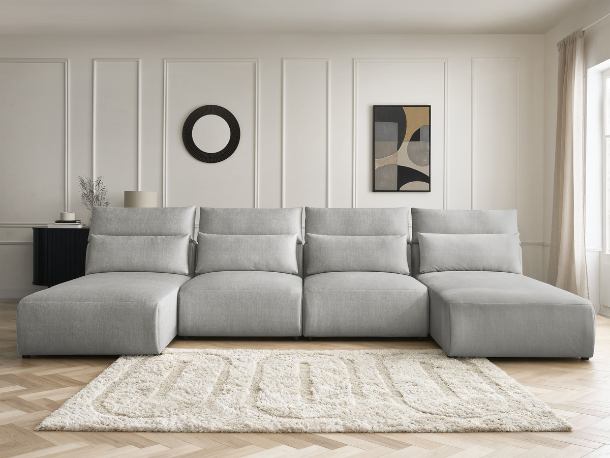 Bobochic Jana Wohnlandschaft Samt Hellgrau