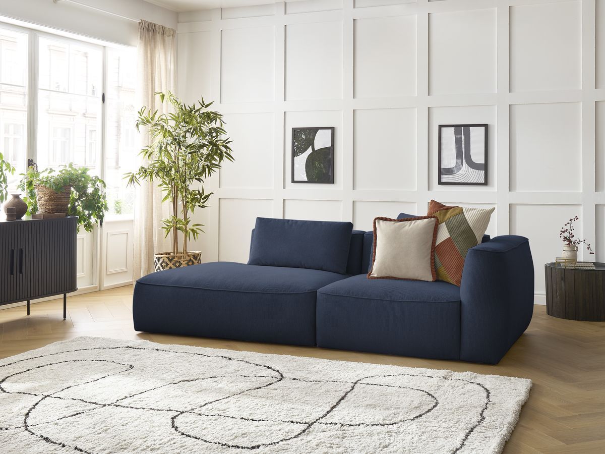 Bobochic Leopold Sofa 3-Sitzer Melange-Stoff Dunkelblau Armlehne rechts