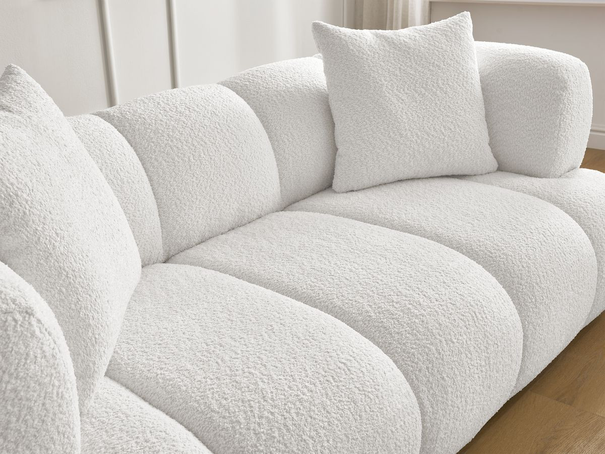 Bobochic Pamira Sofa 2-Sitzer Bouclé-Stoff Weiß