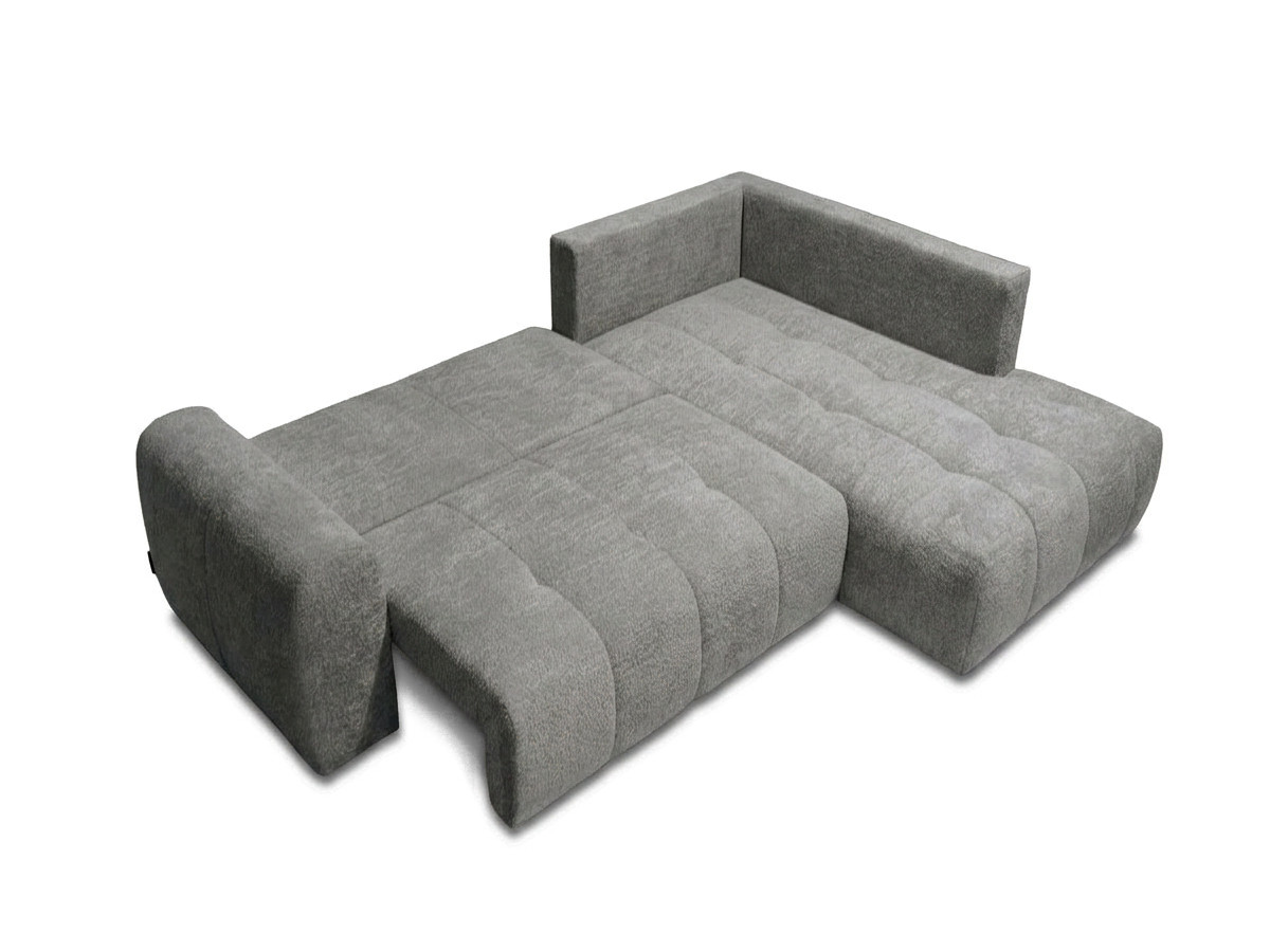 Bobochic Roxelane Ecksofa mit Schlaffunktion und Bettkasten Bouclé-Stoff Dunkelgrau Ecke rechts