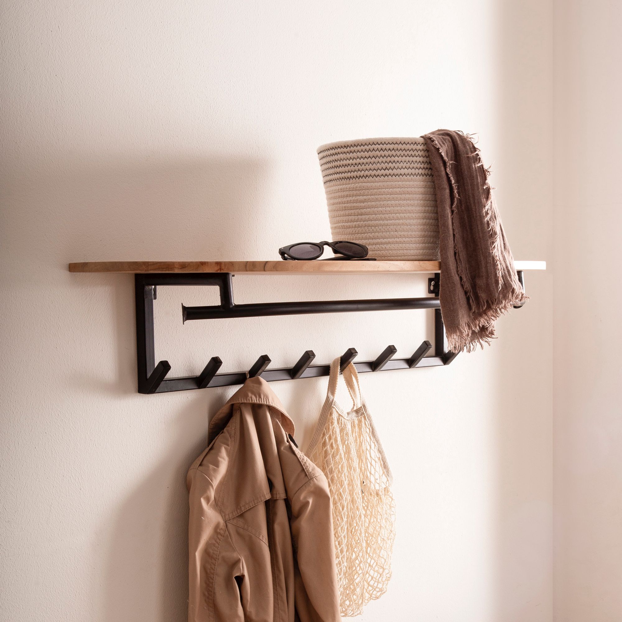 Wandgarderobe Nissedal Akazie Massivholz 100 × 20 × 30 cm