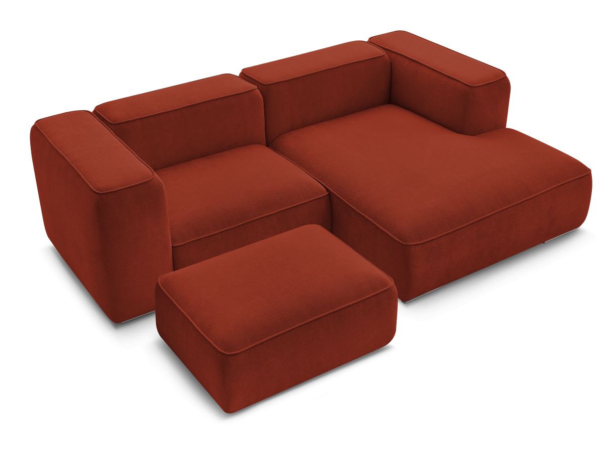 Bobochic Zephyr Ecksofa mit Pouf 260 × 165 cm Strukturstoff Orange Ecke rechts
