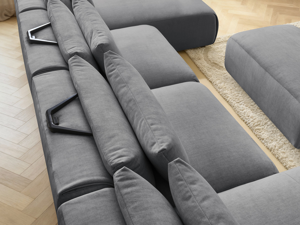 Bobochic Jana Wohnlandschaft mit kleinem Pouf Samt Dunkelgrau