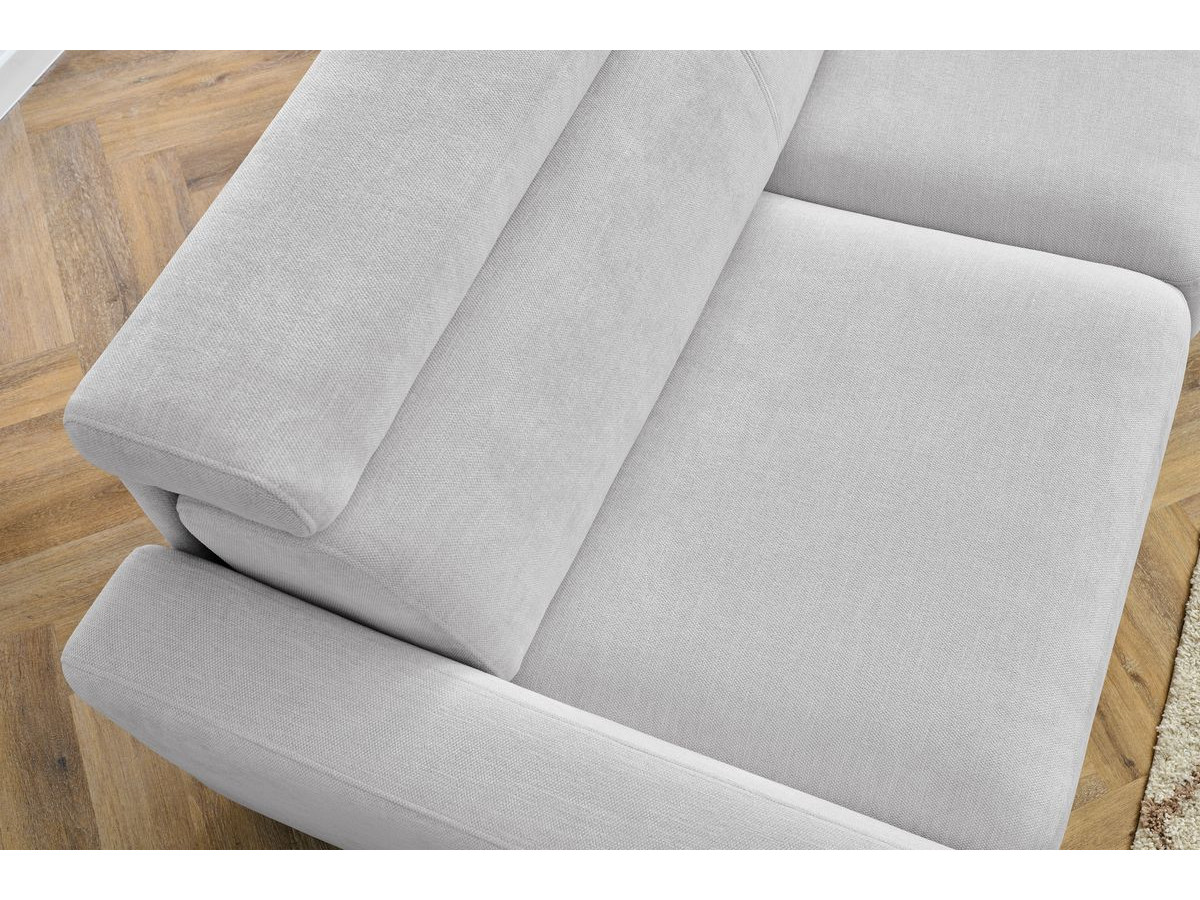 Bobochic Monaco Ecksofa mit Schlaffunktion und Bettkasten Stoff Hellgrau, Liegefläche 140 × 190 cm